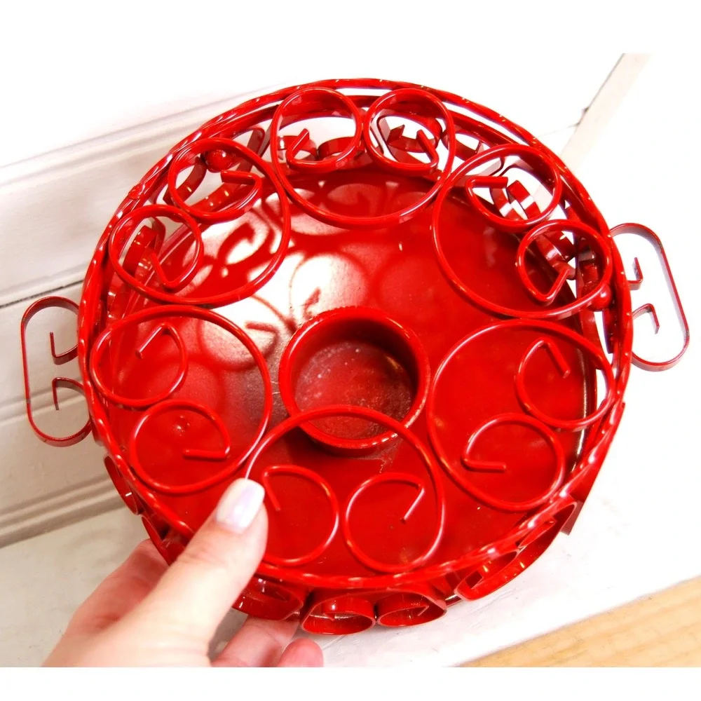 Wrought Iron Tea Light‎ Warmer Vintage Red Japanese Footed